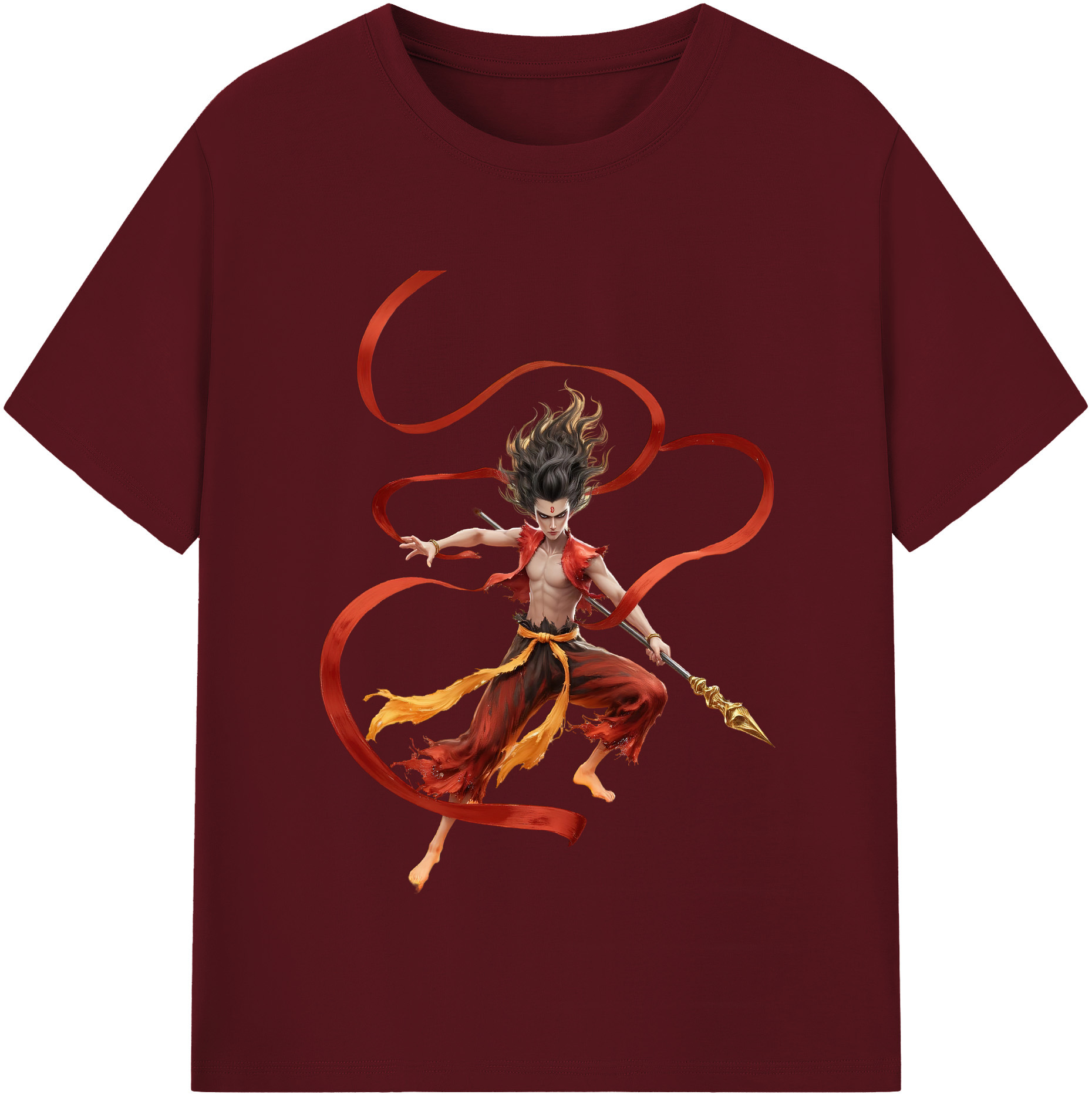 （画像用） Ne Zha 2 ナタ 魔童の大暴れ 綿100％半袖Tシャツ（フロントプリント）
